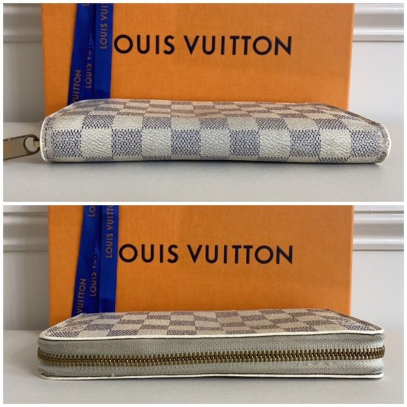 Authentic Louis Vuitton Damier Azur Canvas Leather Zippy Organizer Wallet CA3009 - Picture 5 of 14